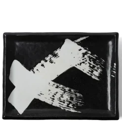 Sale MIYA Company Black & White Brush Rectangle Platter