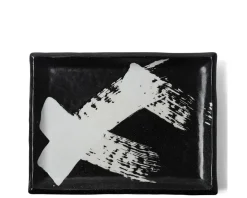 Sale MIYA Company Black & White Brush Rectangle Platter