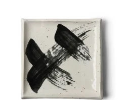 Best MIYA Company Black & White Brush Square Plate