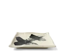 Best MIYA Company Black & White Brush Square Plate