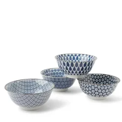 MIYA Company Blue & White 5.75" Bowl Set/4