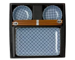 MIYA Company Blue & White Cross Sushi Set