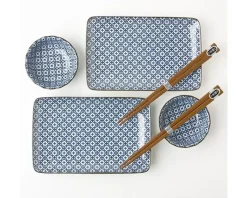 MIYA Company Blue & White Cross Sushi Set