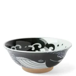 Hot MIYA Company Bowl Blue Whale Waves 8"
