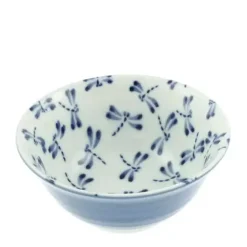 Clearance MIYA Company Bowl Blue & White Dragonfly 6"
