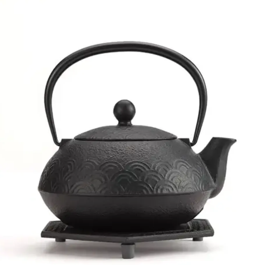 New MIYA Company Cast Iron Black Wave Tea Set