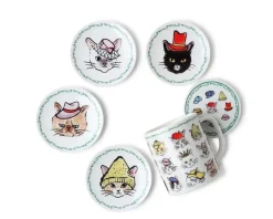 Clearance MIYA Company Cats In Hats Mini Plate Set