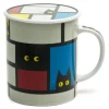 Clearance MIYA Company Cubist Cat 8 Oz. Lidded Mug - Gray