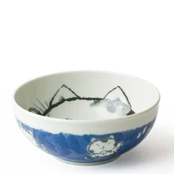Clearance MIYA Company Fortune Cat 6.25" Bowl Blue
