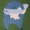 New MIYA Company Furoshiki Bear Fish 41" Sq.