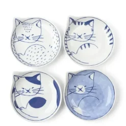 Outlet MIYA Company Nekotori Cat Plate 4.25" Set/4