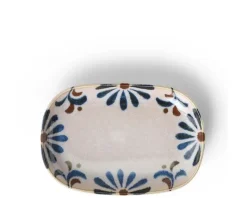 Clearance MIYA Company Rustic Blue Floral Rectangle Plate