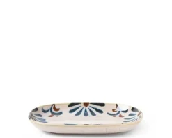 Clearance MIYA Company Rustic Blue Floral Rectangle Plate