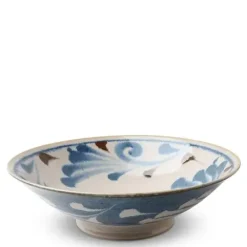 New MIYA Company Rustic Blue Vines 9.75" Serving Bowl