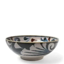 Sale MIYA Company Rustic Blue Vines 8.5" Shallow Bowl