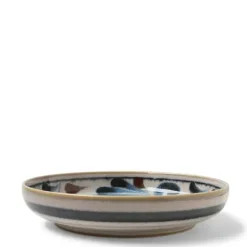 Hot MIYA Company Rustic Blue Vines 7.75" Shallow Bowl