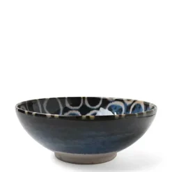 Hot MIYA Company Rustic White Circles 8.5" Shallow Bowl