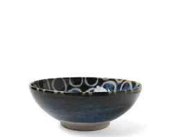 Hot MIYA Company Rustic White Circles 8.5" Shallow Bowl