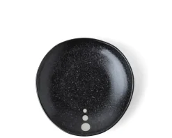Online MIYA Company Satin Black White Dots Plate 5-1/4"