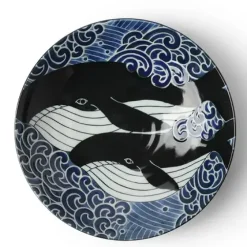 Online MIYA Company Shallow Bowl Blue Whale Waves 8-1/2"