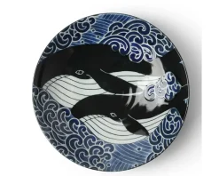 Online MIYA Company Shallow Bowl Blue Whale Waves 8-1/2"
