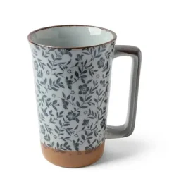 Sale MIYA Company Tall Mug Blue Floral 12 Oz.