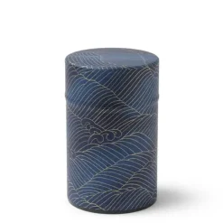 Clearance MIYA Company Tea Canister Indigo Gold Waves
