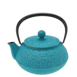 Outlet MIYA Company Teapot Cast Iron Silver Turquoise Sakura