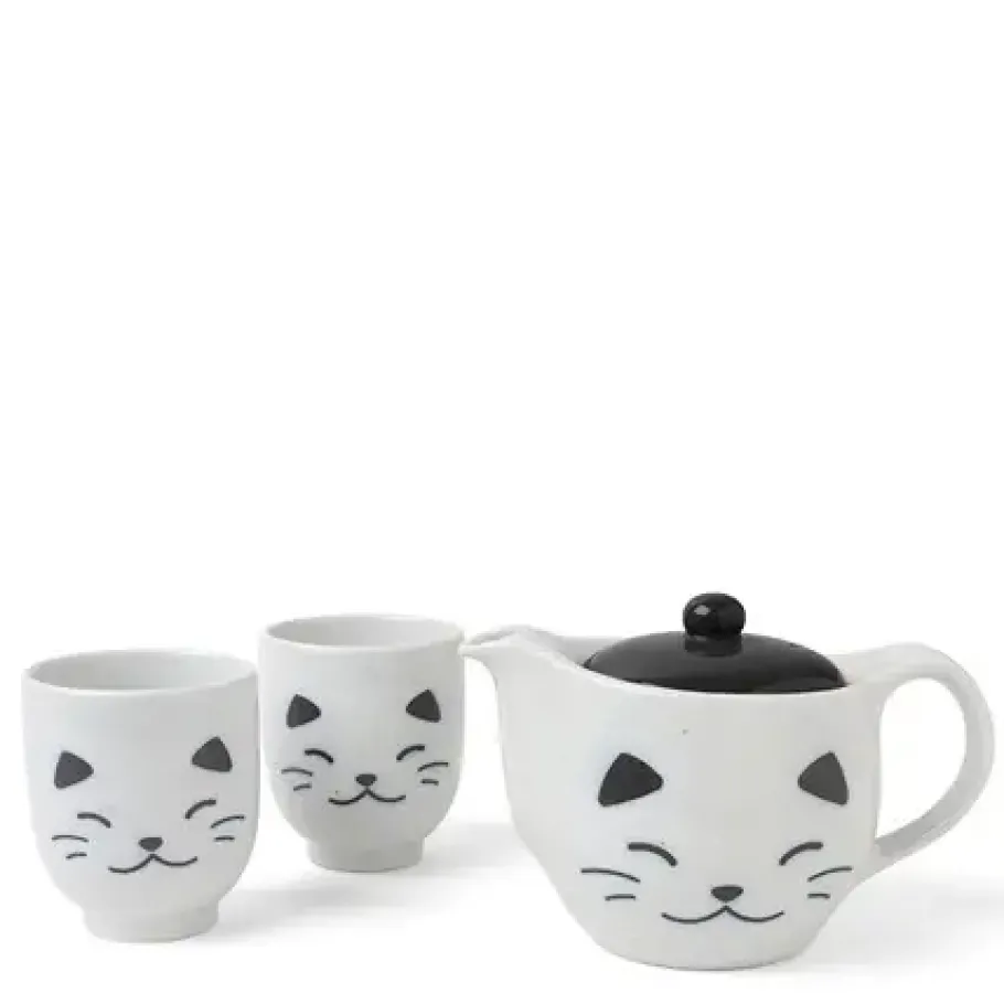 Outlet MIYA Company Tea Set Cat White