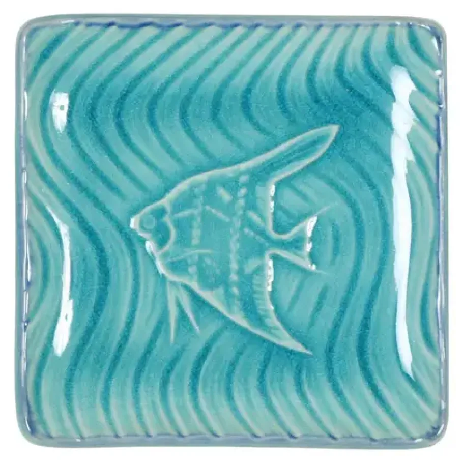 MIYA Company Turquoise Blue Fish 4.5" Sq. Plate
